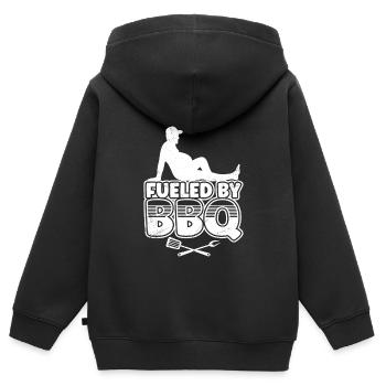Soirée barbecue ALIMENTÉE PAR les amateurs de viande barbecue - Sweat Premium à capuche zippé enfant bio - noir - Dos - AI Model Kid Male (0cm)