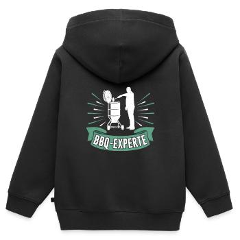 BBQ-Experte Lustig Fleischliebhaber Fleischesser - Kinder Premium Organic Zip Hoodie - Schwarz - Hinten - AI Model Kid Male (0cm)