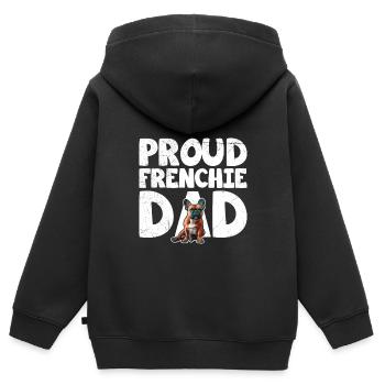 Französische Bulldogge Fanartikel Proud Frenchie - Kinder Premium Organic Zip Hoodie - Schwarz - Hinten - AI Model Kid Male (0cm)