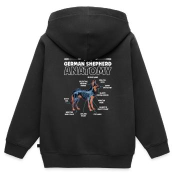 Schäferhund Fanartikel German Shepherd Anatomy - Kinder Premium Organic Zip Hoodie - Schwarz - Hinten - AI Model Kid Male (0cm)