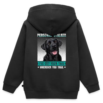 Labrador Lover Personal Stalker Labrador - Sweat Premium à capuche zippé enfant bio - noir - Dos - AI Model Kid Male (0cm)