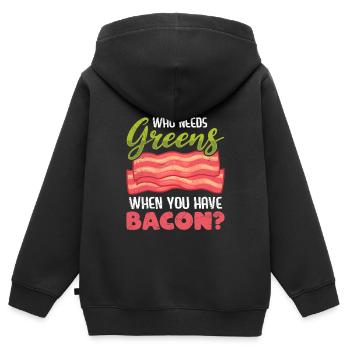 Lustig Fleischesser Who Needs Greens Have Bacon - Kinder Premium Organic Zip Hoodie - Schwarz - Hinten - AI Model Kid Male (0cm)