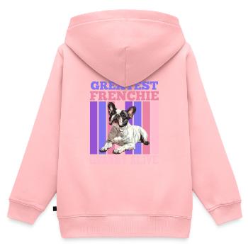 Französische Bulldogge Greatest Frenchie Granny - Kinder Premium Organic Zip Hoodie - Rosa - Hinten - AI Model Kid Female (0cm)