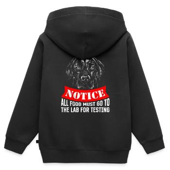 Labrador Lover NOTICE All Food to Lab - Kids Premium Organic Zip-up Hoodie - black - Back - AI Model Kid Male (0cm)