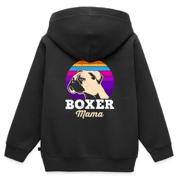 BOXER MOM Boxer allemand Chien Maman Boxer Boxer - Sweat Premium à capuche zippé enfant bio - noir - Dos - AI Model Kid Male (0cm)
