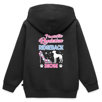 Ridgeback Frauen FANTASTIC RHODESIAN RIDGEBACK - Kinder Premium Organic Zip Hoodie - Schwarz - Hinten - AI Model Kid Male (0cm)