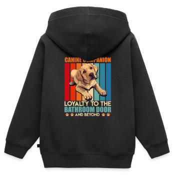 Labrador PERSÖNLICHER BEGLEITER zum Badezimmer - Kinder Premium Organic Zip Hoodie - Schwarz - Hinten - AI Model Kid Male (0cm)
