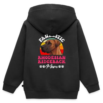 Ridgeback FANTASTIC RHODESIAN RIDGEBACK MOM - Kinder Premium Organic Zip Hoodie - Schwarz - Hinten - AI Model Kid Male (0cm)