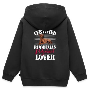 Ridgeback Besitzer RHODESIAN RIDGEBACK LIEBHABER - Kinder Premium Organic Zip Hoodie - Schwarz - Hinten - AI Model Kid Male (0cm)