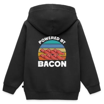 Carnivores POWERED BY BACON Amateurs de viande - Sweat Premium à capuche zippé enfant bio - noir - Dos - AI Model Kid Male (0cm)