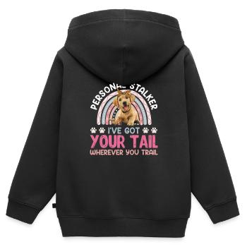 Labrador Lover PERSONAL STALKER Drôle - Sweat Premium à capuche zippé enfant bio - noir - Dos - AI Model Kid Male (0cm)