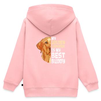 Chien Labrador Mon Labrador Doré mon meilleur ami - Sweat Premium à capuche zippé enfant bio - rose - Dos - AI Model Kid Female (0cm)