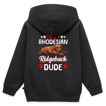 Ridgeback CRAZY RHODESIAN RIDGEBACK DUDE Chiens - Sweat Premium à capuche zippé enfant bio - noir - Dos - AI Model Kid Male (0cm)