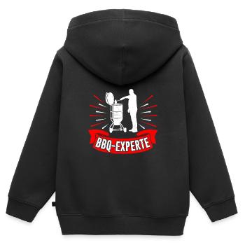 BBQ-Experte Lustig Fleischliebhaber Fleischesser - Kinder Premium Organic Zip Hoodie - Schwarz - Hinten - AI Model Kid Male (0cm)