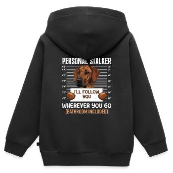 Rhodesian Ridgeback PERSONNEL STALKER Drôle - Sweat Premium à capuche zippé enfant bio - noir - Dos - AI Model Kid Male (0cm)