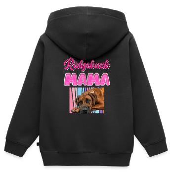 RIDGEBACK MAMA Rhodesian Ridgeback Hundemama - Kinder Premium Organic Zip Hoodie - Schwarz - Hinten - AI Model Kid Male (0cm)