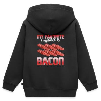Amateurs de viande MON LÉGUME PRÉFÉRÉ EST LE BACON - Sweat Premium à capuche zippé enfant bio - noir - Dos - AI Model Kid Male (0cm)