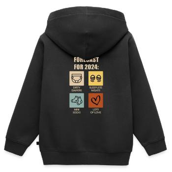 Werdende Eltern 2024 Vorhersage 2024 - Kinder Premium Organic Zip Hoodie - Schwarz - Hinten - AI Model Kid Male (0cm)