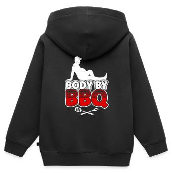 Grillfest Body by BBQ Fleischfresser Lustig - Kinder Premium Organic Zip Hoodie - Schwarz - Hinten - AI Model Kid Male (0cm)