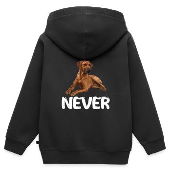 Rhodesian Ridgeback NEVER Sture Ridgebacks - Kinder Premium Organic Zip Hoodie - Schwarz - Hinten - AI Model Kid Male (0cm)