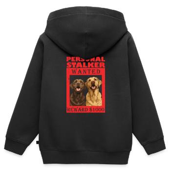 Labrador Chien PERSONAL STALKER JE TE SUIVRAI - Sweat Premium à capuche zippé enfant bio - noir - Dos - AI Model Kid Male (0cm)