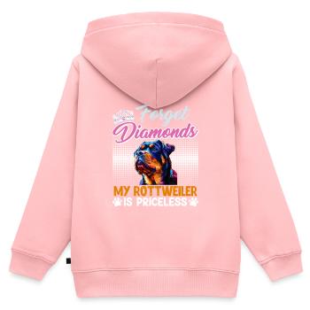 Rottweiler Woman FORGET DIAMONDS MY ROTTWEILER - Kids Premium Organic Zip-up Hoodie - rose - Back - AI Model Kid Female (0cm)