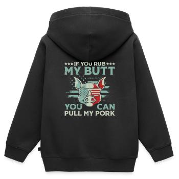 Barbecues Si tu me frottes les fesses, tu peux tirer mon porc - Sweat Premium à capuche zippé enfant bio - noir - Dos - AI Model Kid Male (0cm)