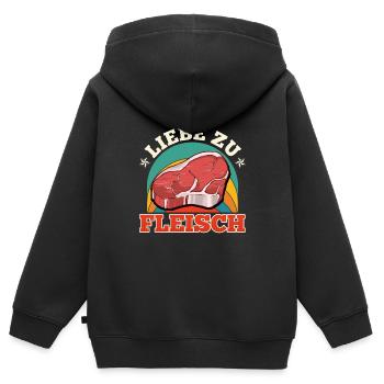 Carnivore LOVE FOR MEAT Meat Fan - Sweat Premium à capuche zippé enfant bio - noir - Dos - AI Model Kid Male (0cm)