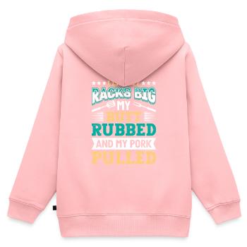 Grillmeister Like my Racks Porc frotté aux gros fesses - Sweat Premium à capuche zippé enfant bio - rose - Dos - AI Model Kid Female (0cm)