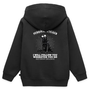 Labrador Lover Personal Stalker Labrador - Sweat Premium à capuche zippé enfant bio - noir - Dos - AI Model Kid Male (0cm)