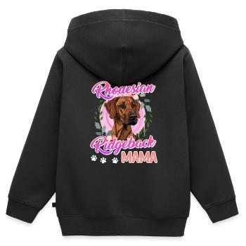 RHODESIAN RIDGEBACK MAMA Hundefan Ridgeback - Kinder Premium Organic Zip Hoodie - Schwarz - Hinten - AI Model Kid Male (0cm)
