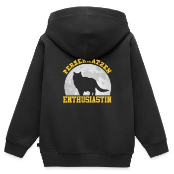 PERSERKATZEN ENTHUSIASTIN Perser Katzenmama - Kinder Premium Organic Zip Hoodie - Schwarz - Hinten - AI Model Kid Male (0cm)