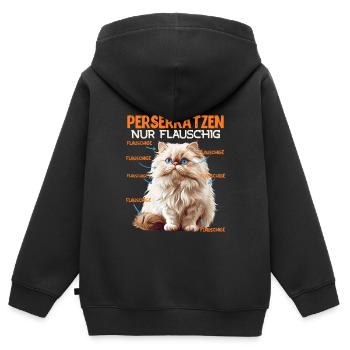 PERSERKATZEN NUR FLAUSCHIG Perser Katze - Kinder Premium Organic Zip Hoodie - Schwarz - Hinten - AI Model Kid Male (0cm)
