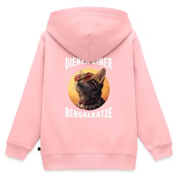 Chat du Bengale SERVITEUR D’UN CHAT DU BENGALE Drôle - Sweat Premium à capuche zippé enfant bio - rose - Dos - AI Model Kid Female (0cm)