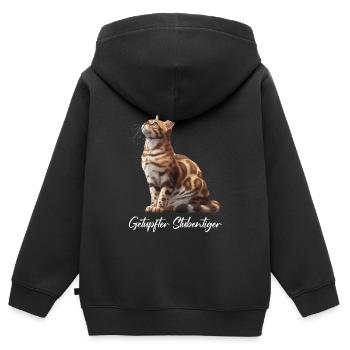 Bengalkatze GETUPFTER STUBENTIGER Lustiges Bengal - Kinder Premium Organic Zip Hoodie - Schwarz - Hinten - AI Model Kid Male (0cm)
