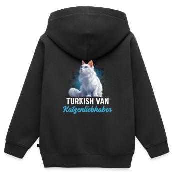 TURC VAN AMOUREUX DES CHATS Turc - Sweat Premium à capuche zippé enfant bio - noir - Dos - AI Model Kid Male (0cm)