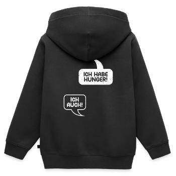 Schwangere ICH HABE HUNGER! ICH AUCH! Werdende - Kinder Premium Organic Zip Hoodie - Schwarz - Hinten - AI Model Kid Male (0cm)