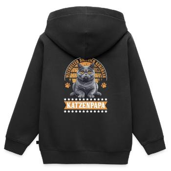 BRITISH SHORTHAIR CAT DAD British Shorthair - Kids Premium Organic Zip-up Hoodie - black - Back - AI Model Kid Male (0cm)