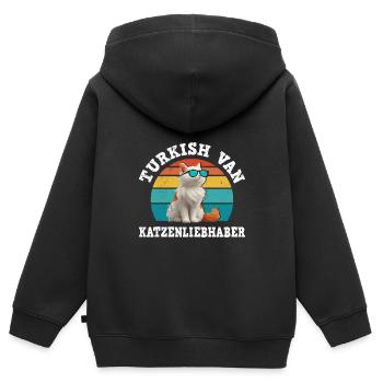 TURC VAN AMOUREUX DES CHATS Turc - Sweat Premium à capuche zippé enfant bio - noir - Dos - AI Model Kid Male (0cm)
