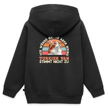 Turc Van AIMERAIT MAIS MON TURC VAN - Sweat Premium à capuche zippé enfant bio - noir - Dos - AI Model Kid Male (0cm)