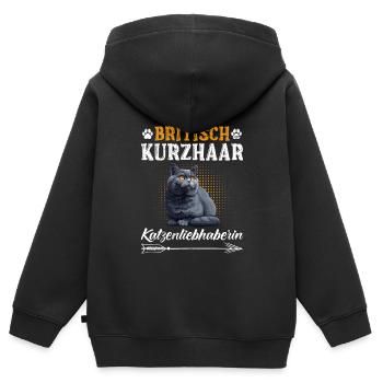 British Shorthair Cat Lover British - Kids Premium Organic Zip-up Hoodie - black - Back - AI Model Kid Male (0cm)