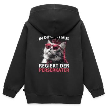 Perserkatze IN DIESEM HAUS REGIERT DER PERSER - Kinder Premium Organic Zip Hoodie - Schwarz - Hinten - AI Model Kid Male (0cm)