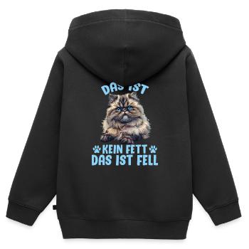 Perserkatze DAS IST KEIN FETT DAS IST FELL - Kinder Premium Organic Zip Hoodie - Schwarz - Hinten - AI Model Kid Male (0cm)