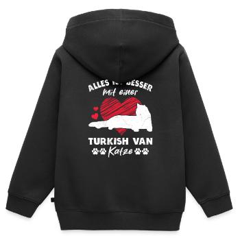 Fourgon turc TOUT EST MIEUX AVEC UN FOURGON TURC - Sweat Premium à capuche zippé enfant bio - noir - Dos - AI Model Kid Male (0cm)