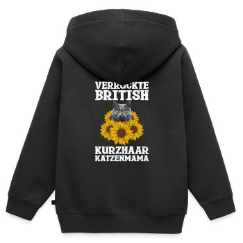 British Shorthair CRAZY BRITISH SHORTHAIR - Kids Premium Organic Zip-up Hoodie - black - Back - AI Model Kid Male (0cm)