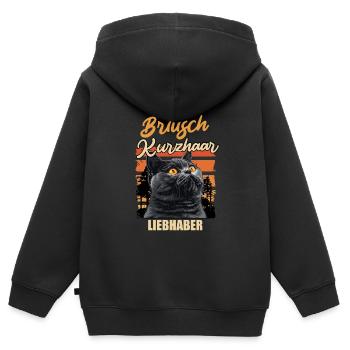 British Shorthair Owners BRITISH SHORTHAIR - Kids Premium Organic Zip-up Hoodie - black - Back - AI Model Kid Male (0cm)