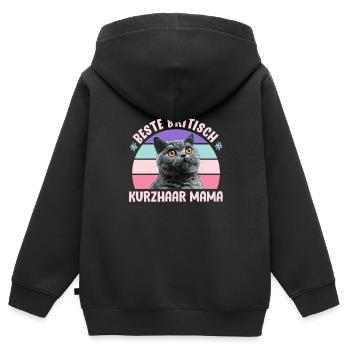 Britische Kurzhaar BESTE BRITISCH KURZHAAR MAMA - Kinder Premium Organic Zip Hoodie - Schwarz - Hinten - AI Model Kid Male (0cm)