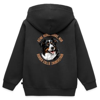 Border Collie KEINE HUNDEHAARE NUR BORDER COLLIE - Kinder Premium Organic Zip Hoodie - Schwarz - Hinten - AI Model Kid Male (0cm)