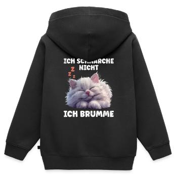 Perserkatze SCHNARCHE NICHT ICH BRUMME Lustiges - Kinder Premium Organic Zip Hoodie - Schwarz - Hinten - AI Model Kid Male (0cm)