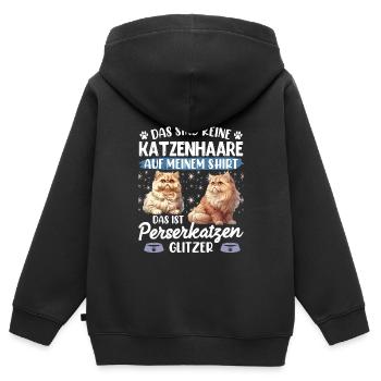 Persian Cat NO CAT HAIR THIS IS PERSIAN CAT - Kids Premium Organic Zip-up Hoodie - black - Back - AI Model Kid Male (0cm)